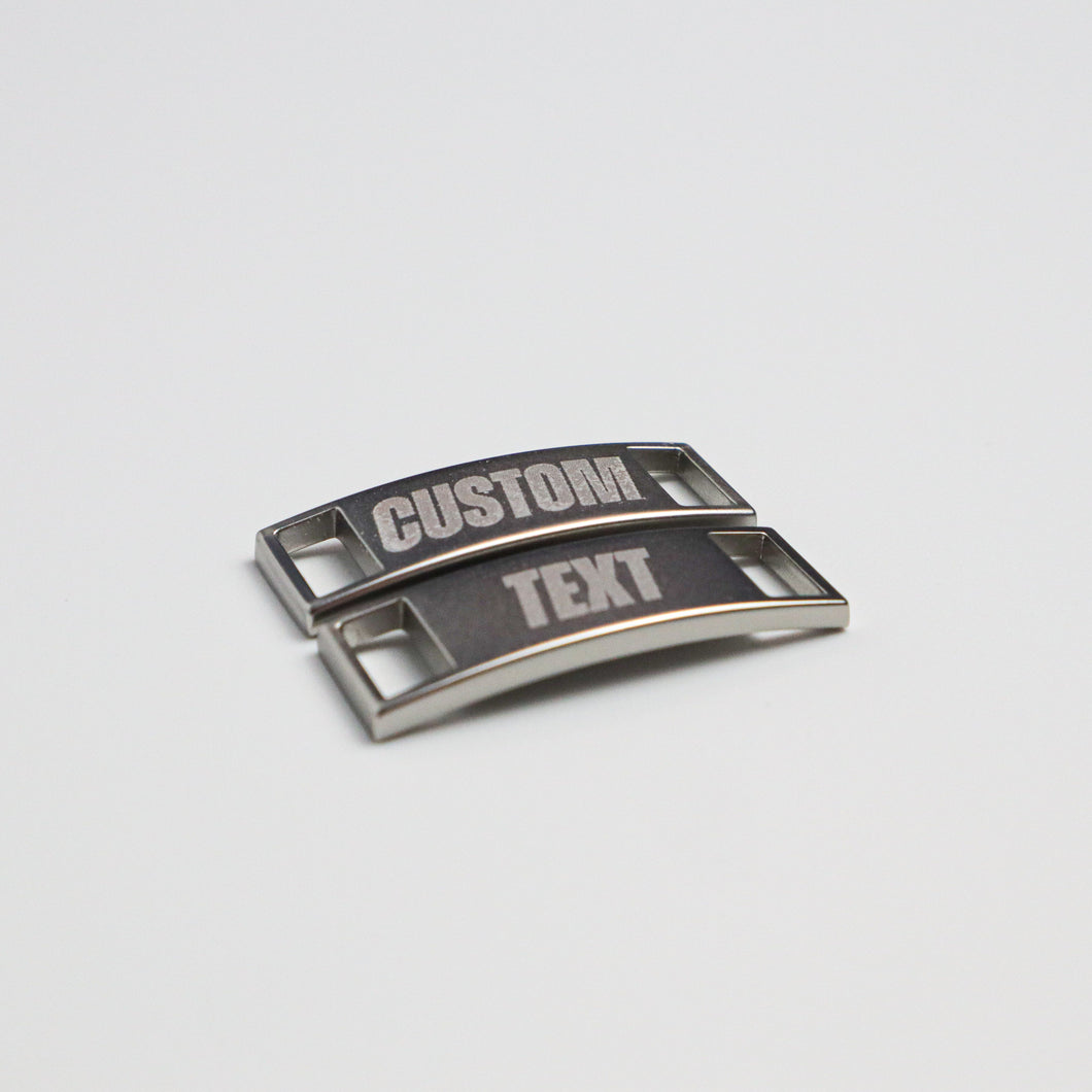 Custom Engraved Lace Locks, Flat Silver