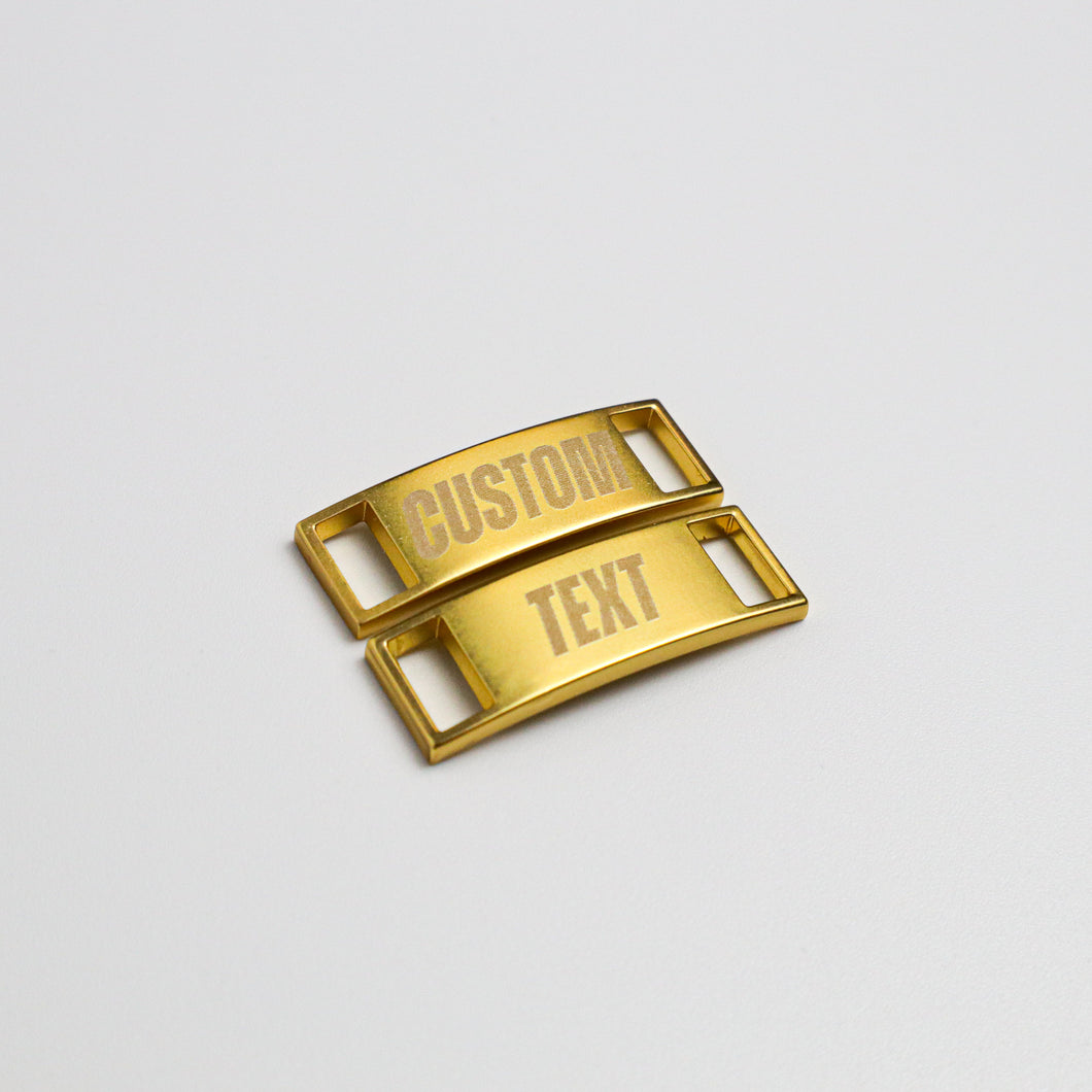 Custom Engraved Lace Locks, Flat Gold